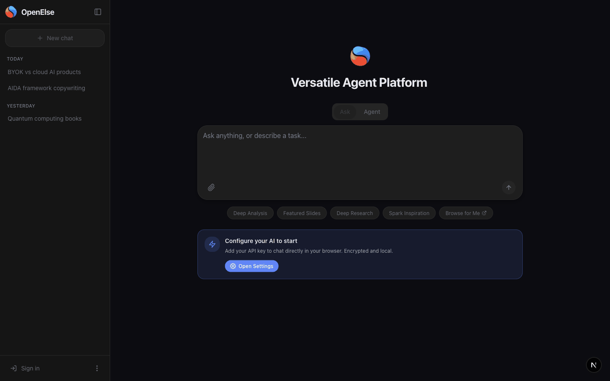 Conversando con la IA en la aplicación web OpenElse